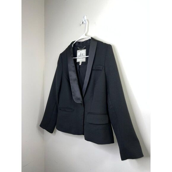 MILLY OF NEW YORK Black Wool Blazer Jacket Size 10 - Picture 2 of 8
